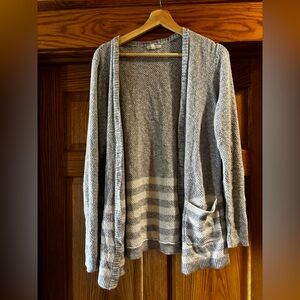 Maurices Light Gray Striped Cardigan